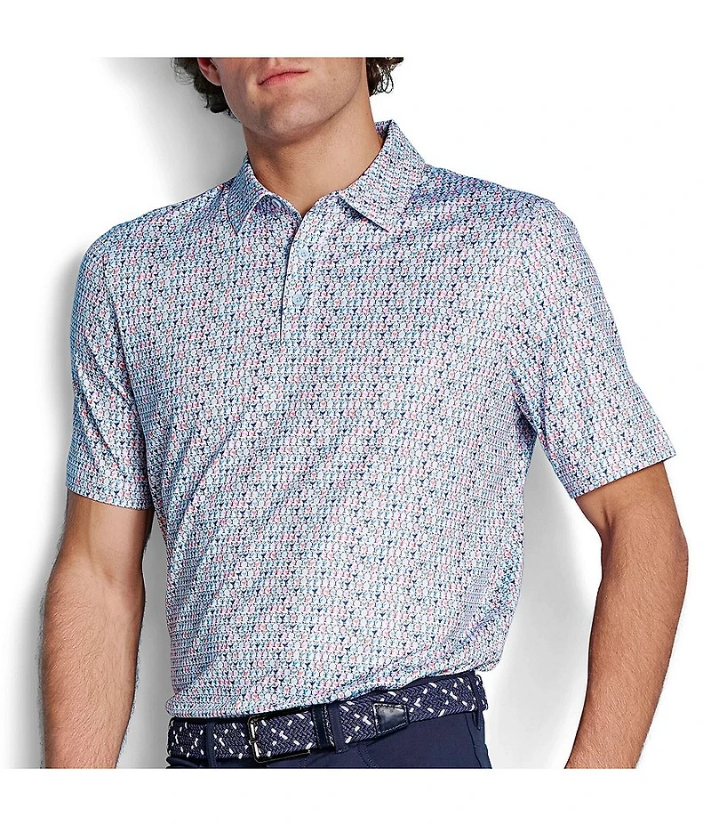 Johnston & Murphy XC+ Ace Performance Martini Print Short Sleeve Polo Shirt