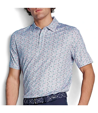 Johnston & Murphy XC+ Ace Performance Martini Print Short Sleeve Polo Shirt
