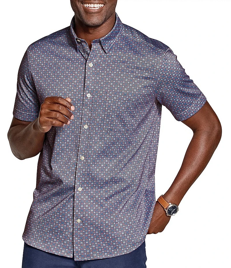 Johnston & Murphy XC Flex Ascend Diamond Short Sleeve Woven Shirt