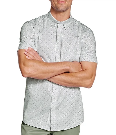 Johnston & Murphy XC Flex Ascend Dot Print Short Sleeve Woven Shirt