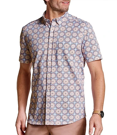 Johnston & Murphy XC Flex Mosaic Print Short Sleeve Woven Shirt