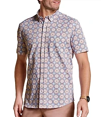 Johnston & Murphy XC Flex Mosaic Print Short Sleeve Woven Shirt