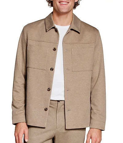 Johnston & Murphy XC Flex Pinnacle Knit Point Collar Button Front Stretch Shirt Jacket