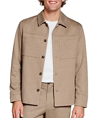 Johnston & Murphy XC Flex Pinnacle Knit Point Collar Button Front Stretch Shirt Jacket