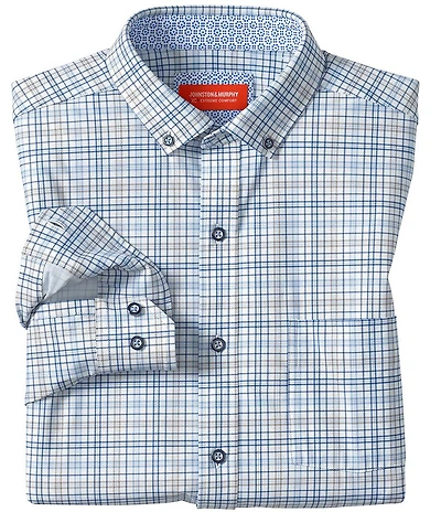 Johnston & Murphy XC+ Motion Multi Color Plaid Long Sleeve Woven Shirt