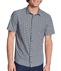 Johnston & Murphy XC+ Motion Surfboard Print Short Sleeve Woven Shirt