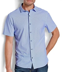 Johnston & Murphy XC+ Motion Tile Print Short Sleeve Woven Shirt