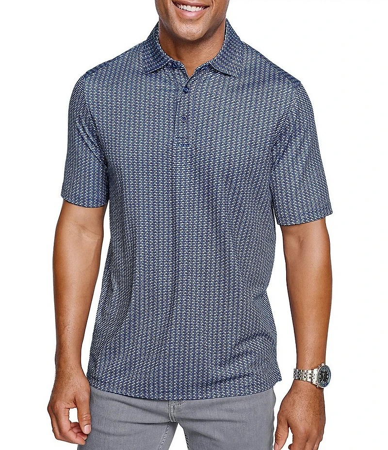 Johnston & Murphy XC4 Cool Degree Micro Shark Print Short Sleeve Polo Shirt