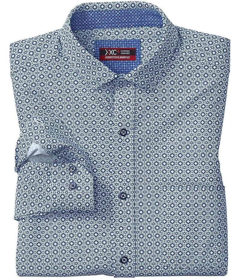 Johnston & Murphy XC4 Diamond Web Long Sleeve Woven Shirt