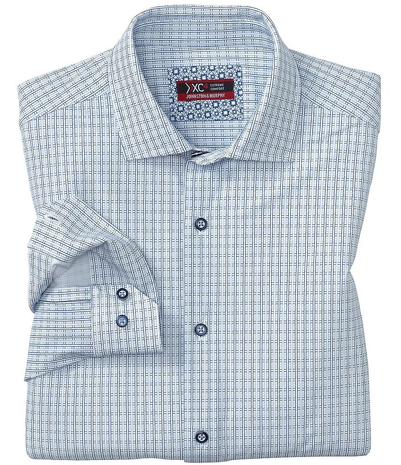 Johnston & Murphy XC4 Grid Print Long Sleeve Woven Shirt