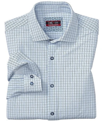 Johnston & Murphy XC4 Grid Print Long Sleeve Woven Shirt