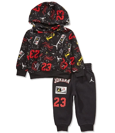 Jordan Baby Boys Long-Sleeve Mixed-Media Brushed Fleece Hoodie & Logo-Detailed Brushed Fleece Jogger Pants Set