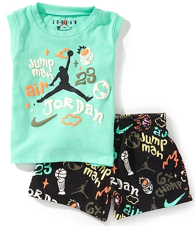 Jordan Baby Boys World Tour Knit Tee & Graphic Short 2-Piece Set
