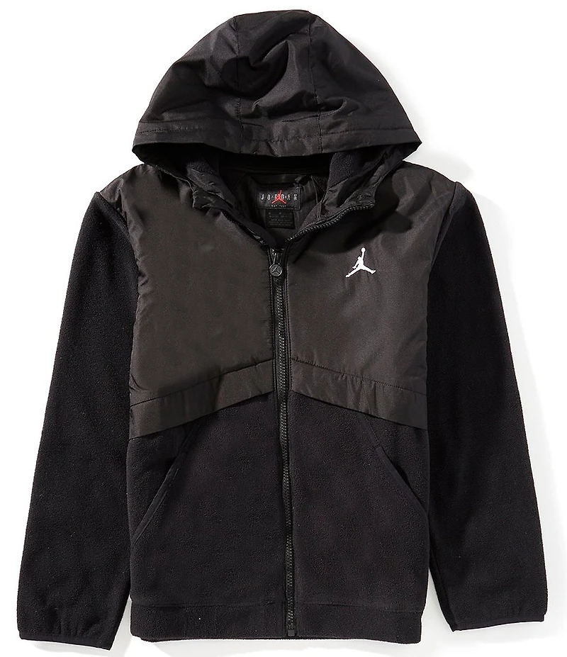 Jordan Big Boys Long-Sleeve Mixed-Media Fleece Hooded Jacket