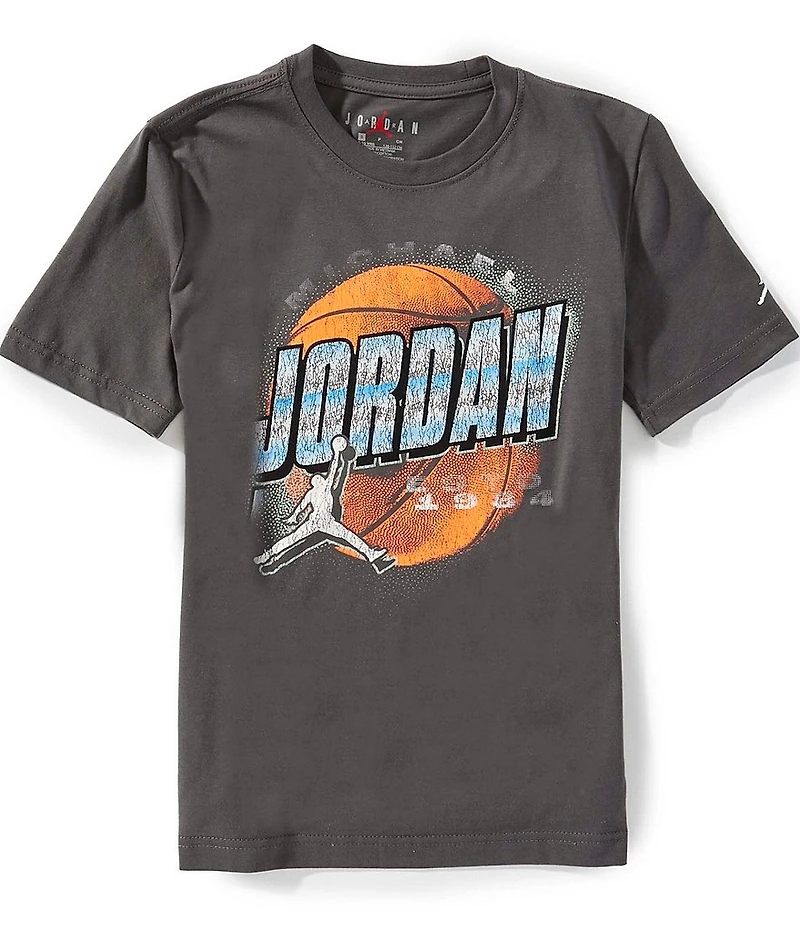 Jordan Big Boys Short Sleeve Distressed Chrome T-Shirt