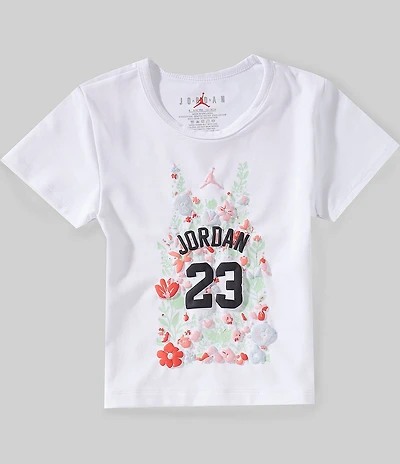 Jordan Big Girls Floral '23' Jersey Puff Ink T-Shirt