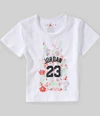Jordan Big Girls Floral '23' Jersey Puff Ink T-Shirt