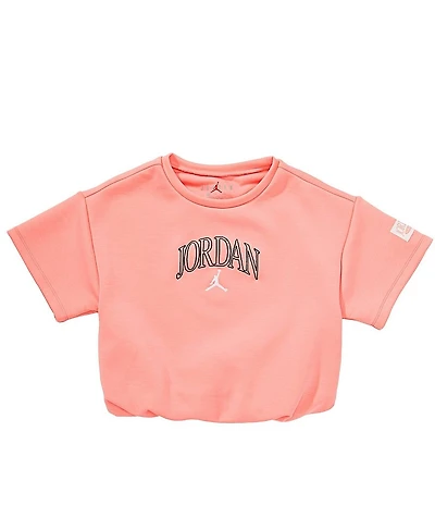 Jordan Big Girls Short Sleeve 'JORDAN' Cropped Bubble Hem T-Shirt