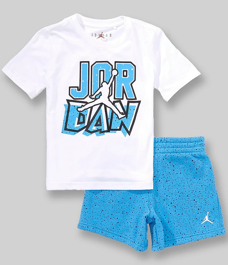 Jordan Little Boys Short-Sleeve Greatest Speckle Jersey T-Shirt & Brushed-Fleece Shorts Set