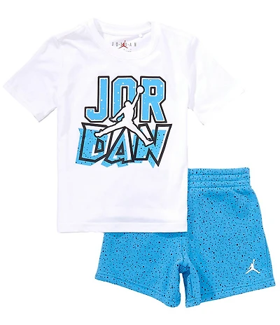 Jordan Little Boys Short-Sleeve Greatest Speckle Jersey T-Shirt & Brushed-Fleece Shorts Set