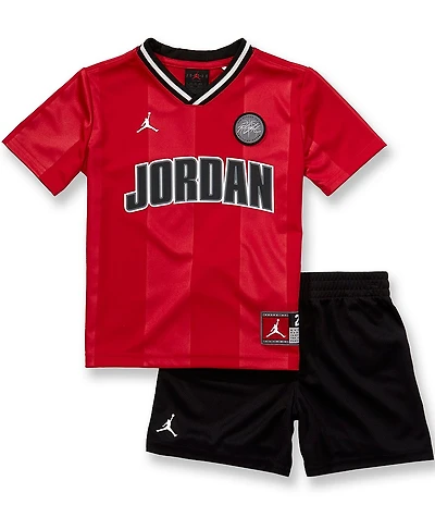 Jordan Little Boys Short Sleeves Sport Jersey And Mesh Shorts Set