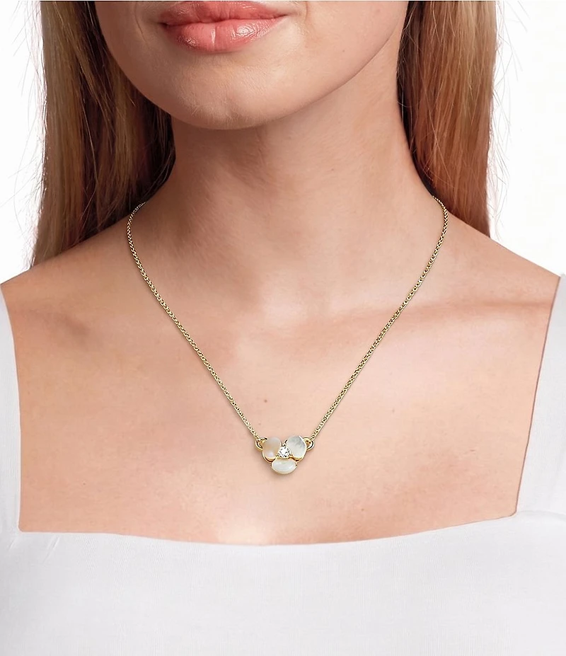 kate spade new york Disco Pansy Mother-of-Pearl Mini Pendant Necklace