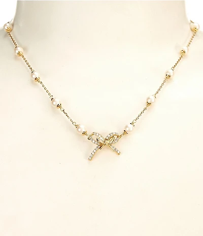 kate spade new york Girlie Pearlie Pearl Bow Scatter Collar Necklace