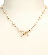kate spade new york Girlie Pearlie Pearl Bow Scatter Collar Necklace