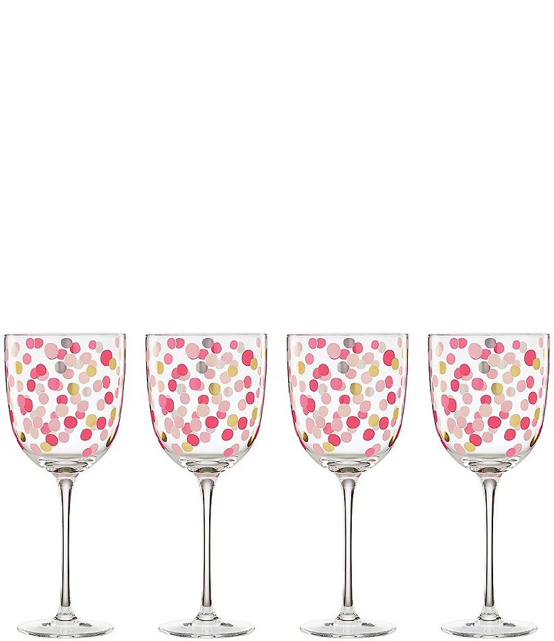 kate spade new york It's Raining Confetti Wine Glasses, Set of 4
