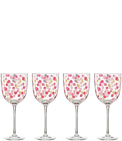 kate spade new york It's Raining Confetti Wine Glasses, Set of 4