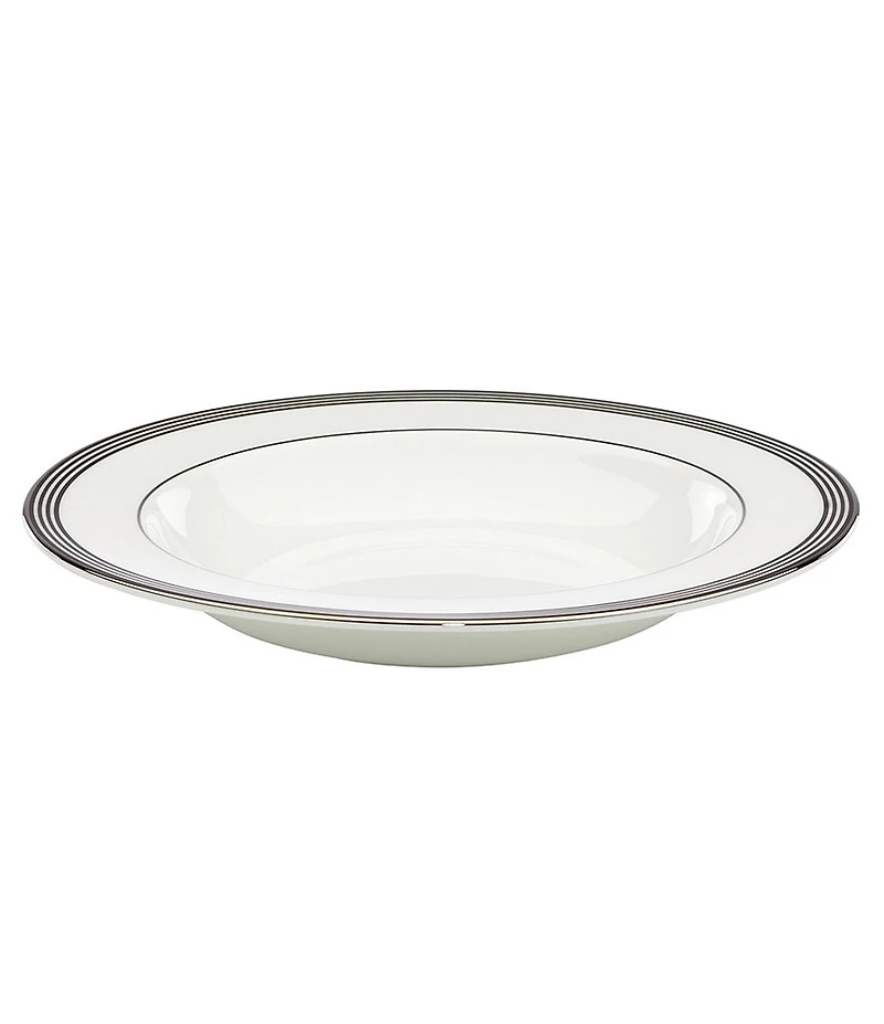 kate spade new york Parker Place Striped Platinum Bone China Rimmed Soup Bowl