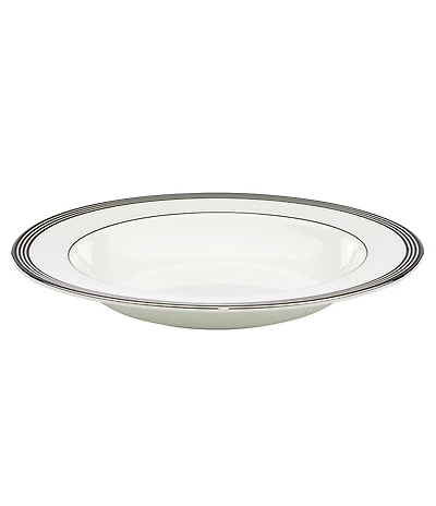 kate spade new york Parker Place Striped Platinum Bone China Rimmed Soup Bowl