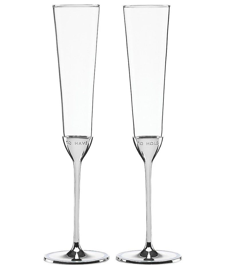 kate spade new york Take the Cake To Have & To Hold Wedding Toast Flute Pair