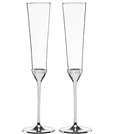 kate spade new york Take the Cake To Have & To Hold Wedding Toast Flute Pair
