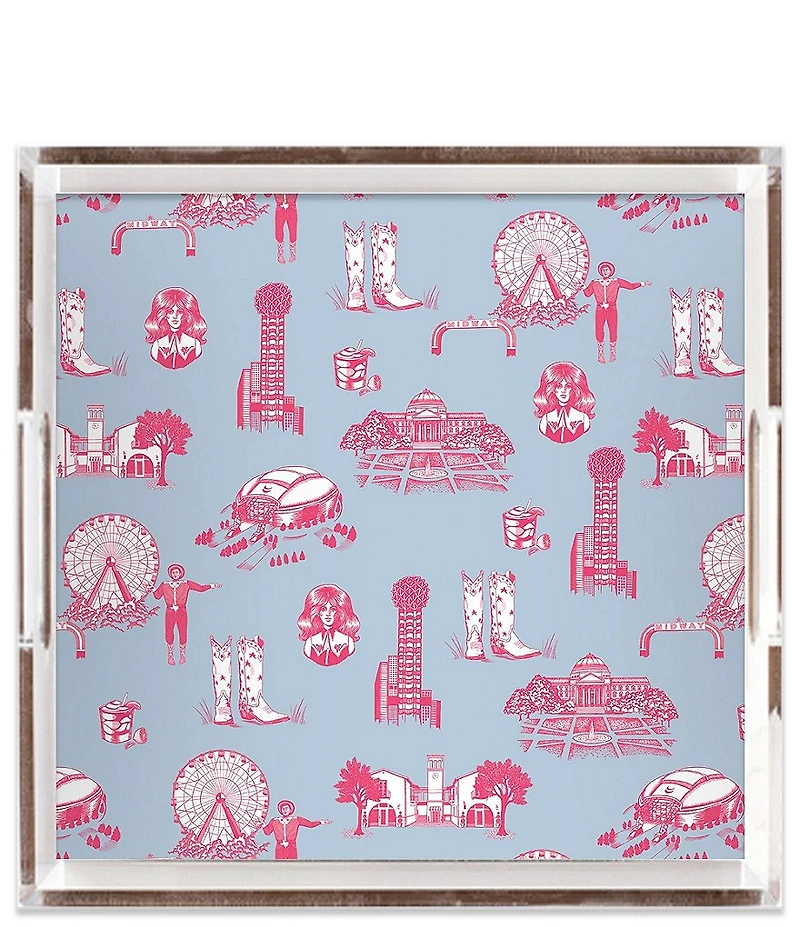 Katie Kime Dallas Toile Square Lucite Tray