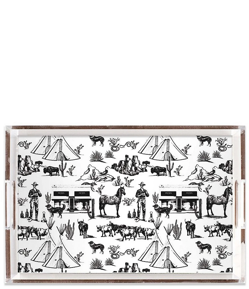 Katie Kime Marfa Toile Rectangle Lucite Tray