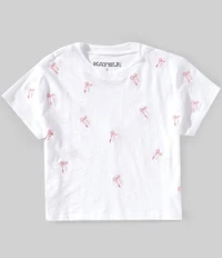 KatieJNYC Big Girls Embroidered Bow Print T-Shirt