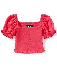 KatieJNYC Big Girls Marlee Solid Smocked Top