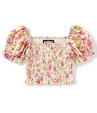 KatieJNYC Big Girls Marlee Tropical Floral Smocked Top