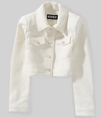KatieJNYC Big Girls Charlize Long Sleeve Quilted Boucle Cropped Jacket