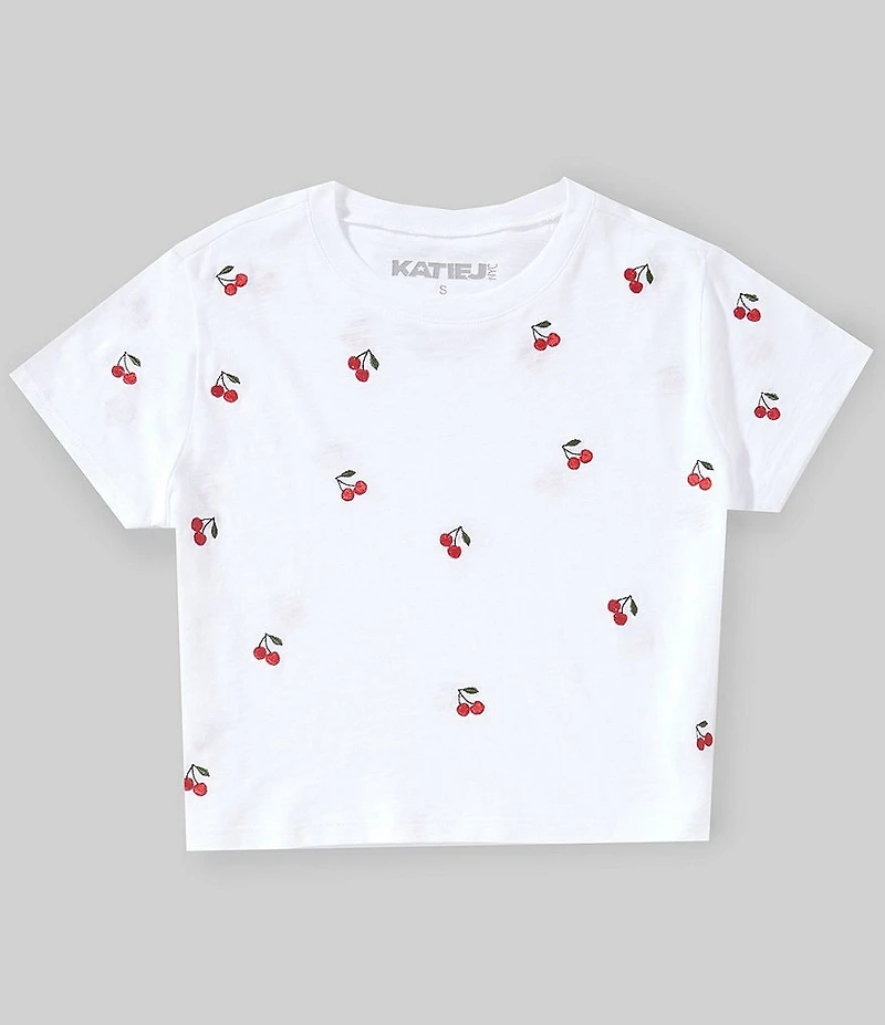 KatieJNYC Big Girls Embroidered Cherries T-Shirt