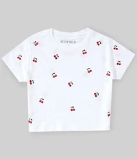 KatieJNYC Big Girls Embroidered Cherries T-Shirt
