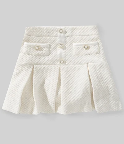 KatieJNYC Big Girls Hattie Pleated Quilted Boucle Skirt