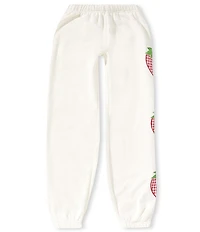 KatieJNYC Big Girls Leah Strawberry Appliqued Jogger Pants