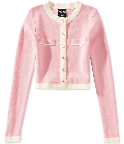KatieJNYC Big Girls Long-Sleeve Whitney Colorblock Pocket Cardigan