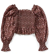 KatieJNYC Big Girls Mikala Floral-Printed Long Sleeve Smocked Top