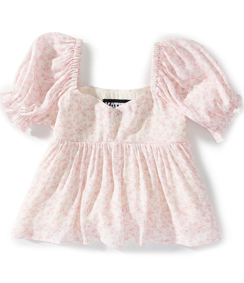 KatieJNYC Big Girls Puffed-Sleeve Meena Woven Peasant Top