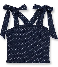 KatieJNYC Big Girls Sunny Smocked Tie Shoulder Top