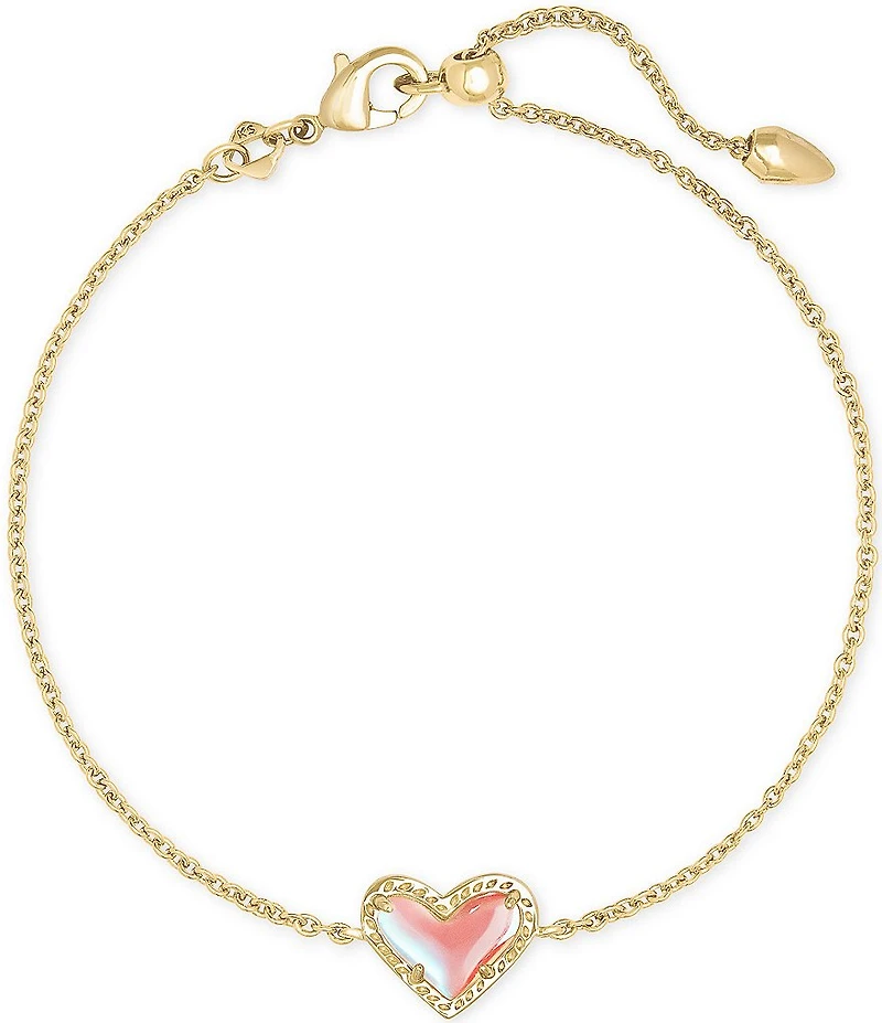 Kendra Scott Ari Heart Glass Gold Chain Bracelet