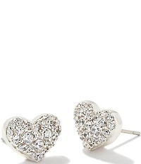 Kendra Scott Ari Pave Crystal Heart Silver Stud Earrings